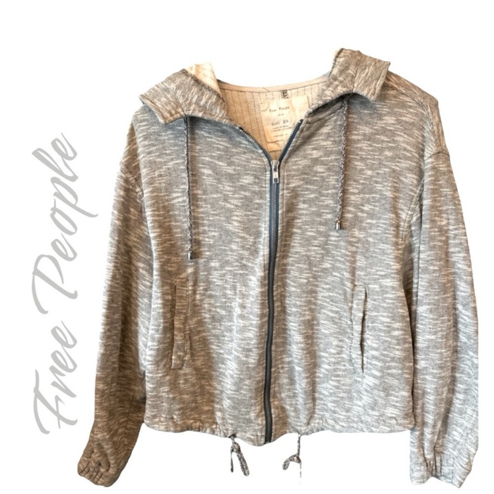 Free People Heathered Gray Bomber Jacket